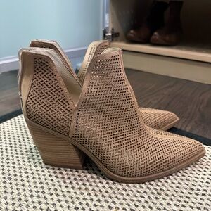 Vince Camuto Beige Woven Heeled Boots